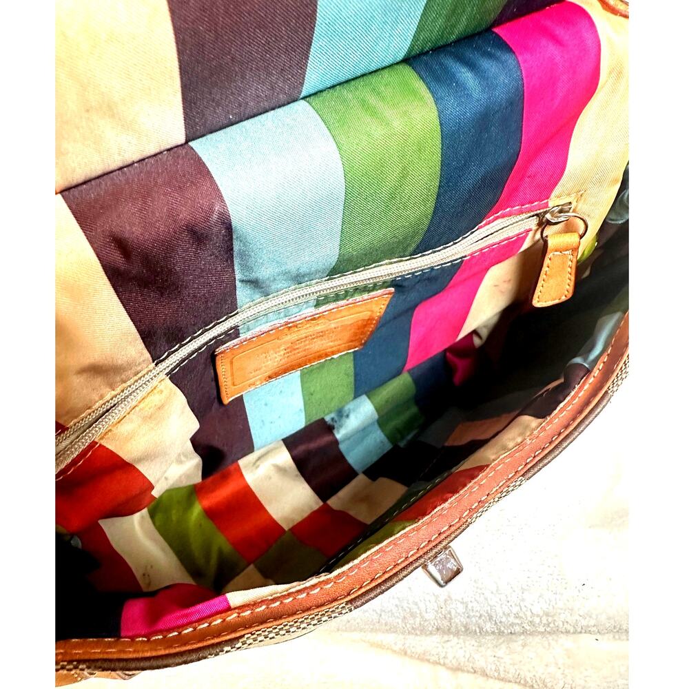Vintage Coach Signature C Canvas Turnlock Shoulder Bag Tan Brown Y2K - Picture 10 of 11